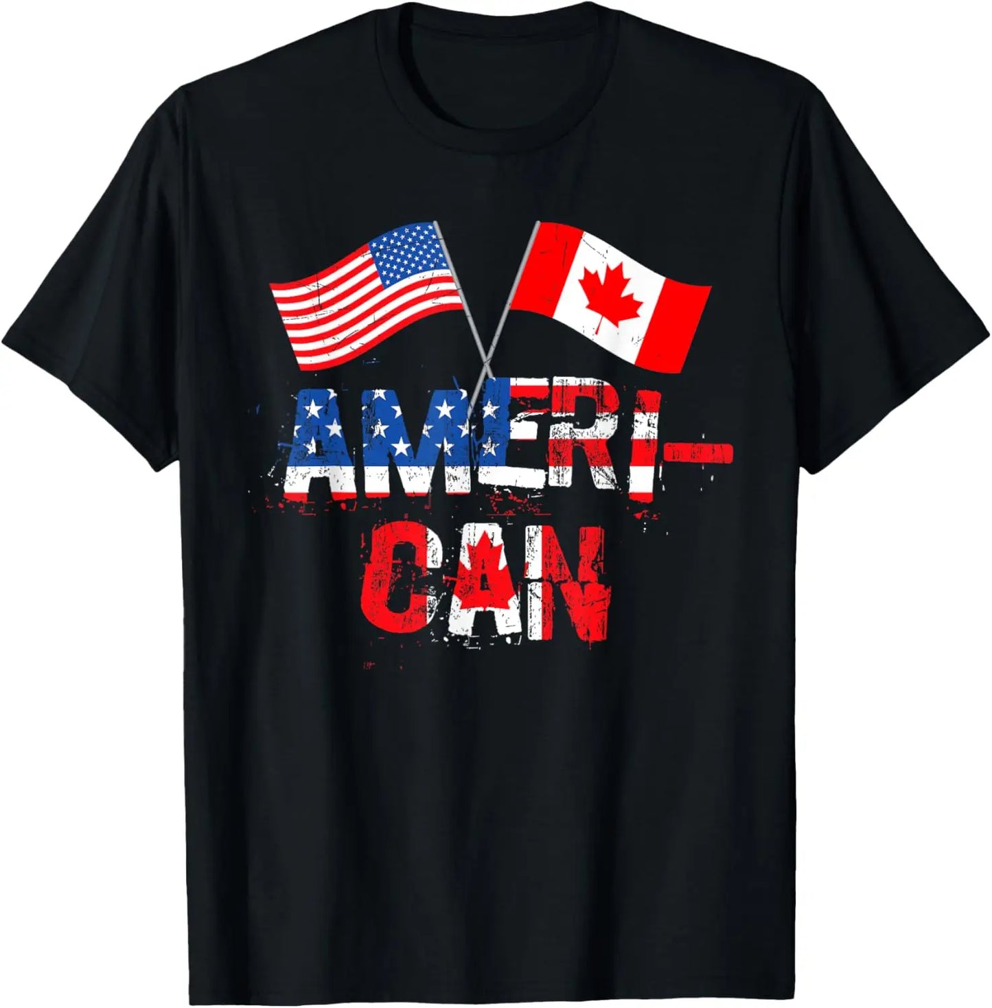 Retro Ameri-Can Canada USA Flag Patriotic Canadian American T-Shirt